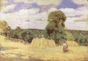 Camille Pissarro Harvest at Monfoucault oil painting artist